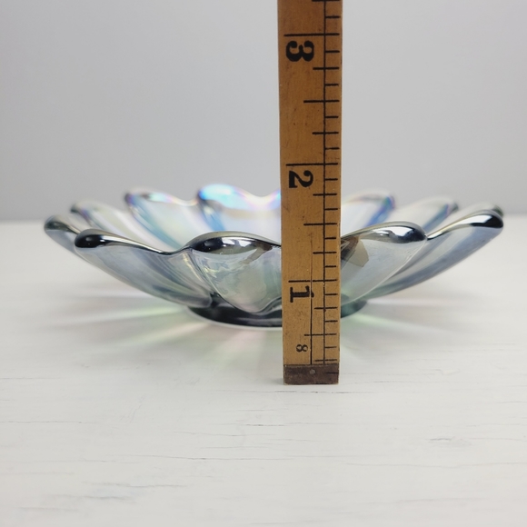 Vintage Federal Glass Smokey Purple Iridescent Carnival Glass Bon Bon Bowl - Picture 7 of 13